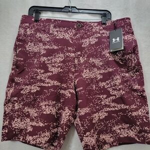 Mens Under Armour size 36 Inseam 10" Printed Shorts Burgundy  NWT $70